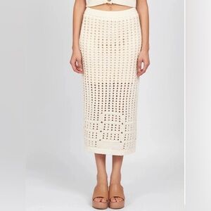 525 America Revolve Midi Skirt Christina Knit Ivory Cotton Blend Size Small NWT